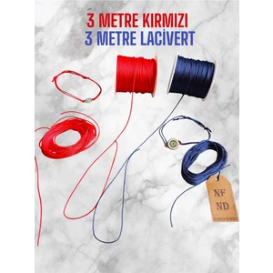 NF ND ENEFENDİ Bileklik Kolye Ipi, Makrome , Paraşüt Ipi,  Renkli 3metre Kırmızı 3metre Lacivert 1mm