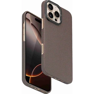 iPhone 16 Pro Uyumlu Fuchsia Lens Standlı Manyetik Şarj Özellikli Kevlar Telefon Kılıfı