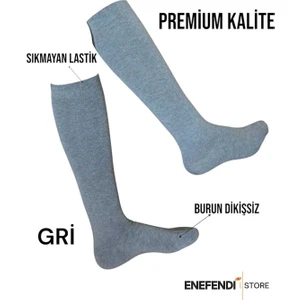 NF ND ENEFENDİ Anne Çorabı Dizaltı Lüx Kaliteli Pamuklu Burun Dikişsiz Sıkmayan Lastik Esnek Kadın Çorap Gri