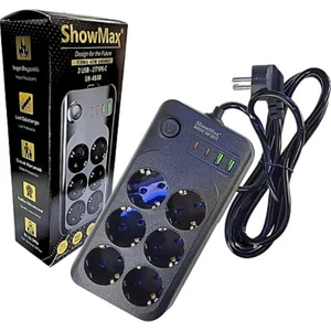 SH-4630 Termal Akım Korumalı Priz 6 Priz+2 Usb+2 Type-C Giriş