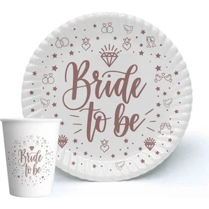 8li Tabak-Bardak Seti Bride To Be Pembe Soft