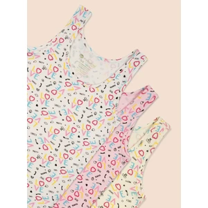 Kız Çocuk Organik Pamuklu Likrali Atlet Empirme Love 3'lü Paket