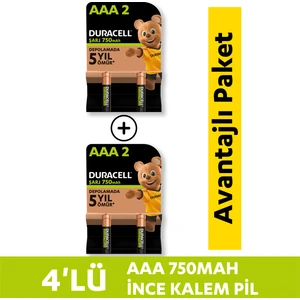 Şarj Edilebilir AAA 750 mAh Piller 4'lü