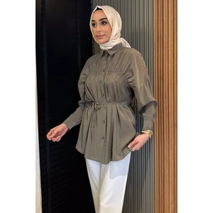 Kadın Ön Büzgü Detaylı Bel Bağlamalı Tesettür Tunik P-00016783