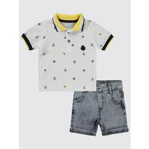 Erkek Bebek Şortlu Takım 6-18 Ay Beyaz