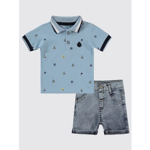 Erkek Bebek Şortlu Takım 6-18 Ay Mavi