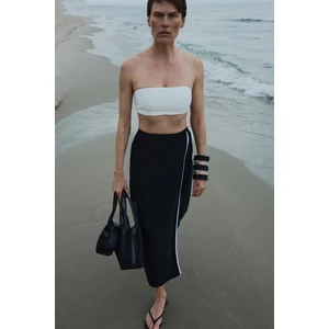 Siyah Mira Keten Anvelop Etek