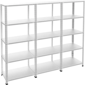 5 Katlı 3'lü Galvaniz Çelik Raf - Depo, Arşiv, Kiler, Dosya, Market Rafı - 31x60 cm-200 cm-0.70 mm