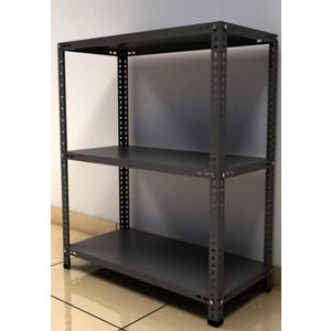 3 Katlı 20x60x50 Cm Siyah Dekoratif Çelik Raf - Depo, Arşiv, Kiler, Dosya, Market Rafı