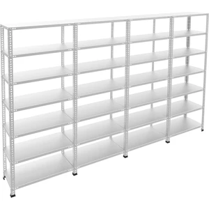 7 Katlı 4'lü Galvaniz Çelik Raf - Depo, Arşiv, Kiler, Dosya, Market Rafı - 43x60 cm-200 cm-0.70 mm