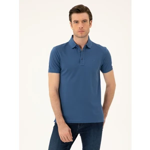 Erkek Indigo Slim Fit Polo Yaka Merserize T-Shirt 50284769-VR028