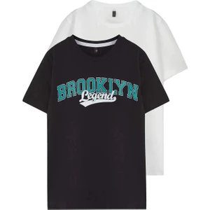 Unisex Çocuk Basic %100 Pamuk 2'li Kombin Tişört