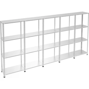 4 Katlı 5'li Galvaniz Çelik Raf - Depo, Arşiv, Kiler, Dosya, Market Rafı - 31x75 cm-150 cm-0.70 mm