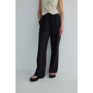 Suud Collection Siyah Portofino Keten Pantolon