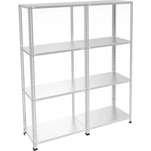 4 Katlı Duble Galvaniz Çelik Raf - Depo, Arşiv, Kiler, Dosya, Market Rafı - 31x60 cm-150 cm-0.70 mm