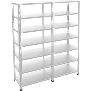 7 Katlı Duble Galvaniz Çelik Raf - Depo, Arşiv, Kiler, Dosya, Market Rafı - 43x60 cm-200 cm-0.70 mm