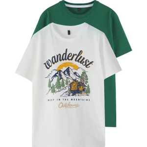 Unisex Çocuk Basic %100 Pamuk 2'li Kombin Tişört