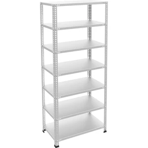 7 Katlı Galvaniz Çelik Raf - Depo, Arşiv, Kiler, Dosya, Market Rafı - 31x60 cm-200 cm-0.70 mm
