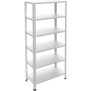 6 Katlı Galvaniz Çelik Raf - Depo, Arşiv, Kiler, Dosya, Market Rafı - 31x60 cm-200 cm-0.70 mm