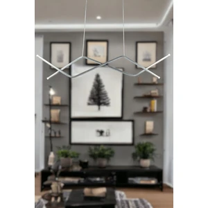 Utku Modern Tasarım Gri Renk Yemek Masası Üstü - Mutfak - Salon Beyaz LED 2 Li Avize
