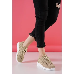 Luzia Zarif Tasarım Model Dantel Tasarım Kadın Spor Ayakkabı Krem