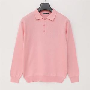 Erkek Şardonsuz Uzun Kol Ince Polo Yaka Kazak - 180540 - Pembe