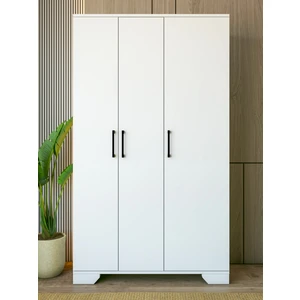 Portmanto Parlak Beyaz Suntalam 3 Kapaklı 8 Raflı Modern Dekoratif 105x36x180 cm