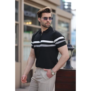 Siyah Fermuarlı Polo Yaka Triko Erkek T-Shirt E7299