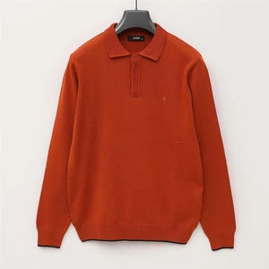 Erkek Şardonsuz Uzun Kol Ince Polo Yaka Sweatshirt - 189056 - Tarçın