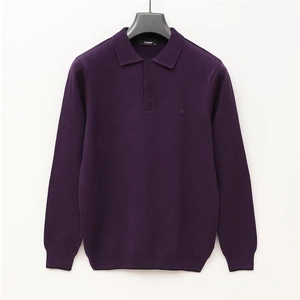 Erkek Şardonsuz Uzun Kol Ince Polo Yaka Sweatshirt - 189056 - Mürdüm