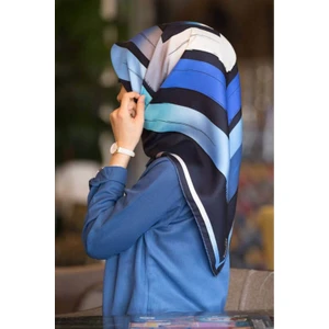 Twill İpek Eşarp Lacivert, Saks