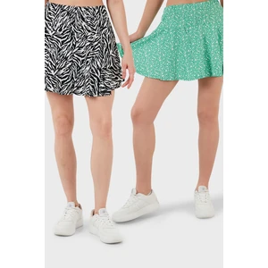 Desenli Beli Lastikli Slim Fit Mini 2'li Paket Şort Etek Bayan Şort Etek 5864024S2