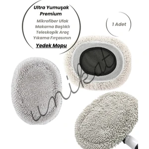 Ultra Yumuşak Premium Mikrofiber Ufak Makarna Başlıklı Teleskopik Araç Yıkama Fırçasının Yedek Mopu 1 Adet