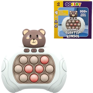 Ayıcıklı Işıklı ve Sesli Pilli Popit Egitici Oyuncak Sevimli Push Pop Konsol 4 Farklı Oyun Modu