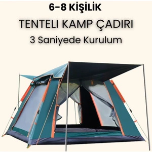 6-8 Kişilik Tam Otomatik Tenteli Kamp Çadırı 270X270X170