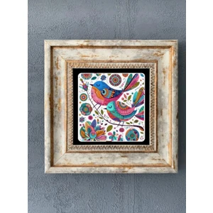 Kuşlar Duvar Tablosu 20X20CM 3 Adet Doğal Taş Duvar Dekoru