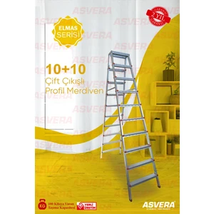 Elmas Serisi -10+10 Basamaklı Çift Çıkışlı Galvanizli Profil Merdiven (Ev, Bahçe, İşyeri İçin Uygun)