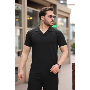 Erkek Hemşir Yaka Likralı Regular Kalıp Polyamid Kumaş T-Shirt