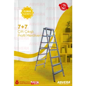 Elmas Serisi – 7+7 Basamaklı Çift Çıkışlı Galvanizli Profil Merdiven | Ev, Bahçe, İş Yeri İçin