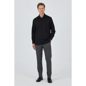 Uzun Kol Desenli Armürlü Sert Yaka Cepli Pamuklu Classic Comfort Fit Gömlek 1004250178