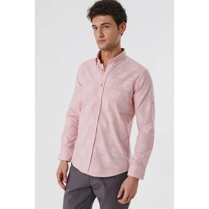Kısalabilir Kollu Desenli Jakarlıcepsiz %100 Pamuk Casual Slim Fit Gömlek 1004230183