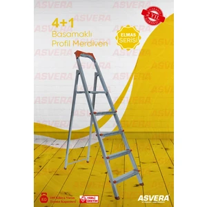 Elmas Serisi – 4+1 Basamaklı Galvanizli Profil Merdiven | Katlanabilir Ev ve Bahçe Merdiveni