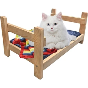 Sevimli Küçük Kedi Yatağı, Doğal Çam Ahşap Kedi ve Küçük Köpek Yatağı Mobilyaları,