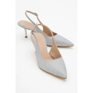 Caisa Gümüş Simli Kadın Topuklu Ayakkkabı