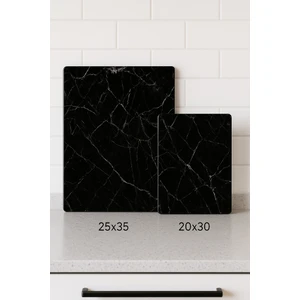 2'li Temperli Cam Kesme Tahtası 20X30 & 25X35 cm | Desenli Antibakteriyel Mutfak Doğrama Camı