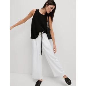 Keten Karışımlı Geniş Paça Pantolon
