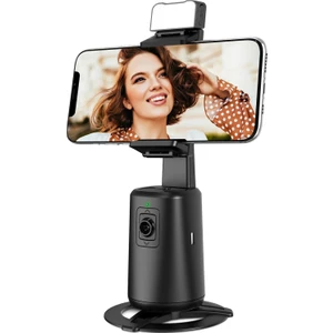 Yeni Protech Otomatik 360 Dönebilen Şarjlı Yüz Takipli Telefon Tutucu Tripod Hareketli LED Işıklı Telefon Standı