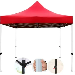Otomatik Gazebo Çardak 300 x 300  cm  Tente Teras Bahçe Kamelyası Gölgelik Kırmızı