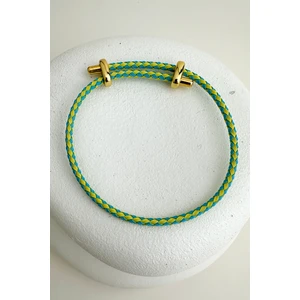 Geometrik Desenli Örme Ip Çelik Plaka Detay Ayarlanabilir Bileklik