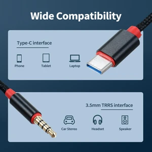 Type-C Erkek - 3,5 mm Trrs Erkek Ses Kablosu 3,12 Ft Usb-C - 3,5 mm Kulaklık Araba/ev Stereo Adaptör Kablosu, 3,12 Ft Siyah (Yurt Dışından)